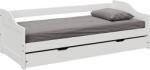 TEMPO KONDELA Pat cu pat suplimentar extensibil, alb, lemn masiv, 90x200, LAURA NEW