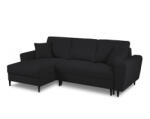 Micadoni Coltar extensibil Moghan, colt pe partea stanga cu tapiterie boucle si picioare din lemn negru, negru (ColtarMoghan1set6) Canapea