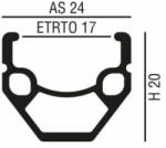  Abroncs 26" (559) 36H alu df. fekete V3 V-fék szeg