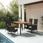 vidaXL 5 részes polyrattan kerti étkezőgarnitúra párnákkal 3157530