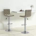 vidaXL Scaune de bar, 2 buc. , gri deschis, catifea (333687)