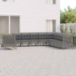 vidaXL Set mobilier de grădină cu perne, 11 piese, gri, poliratan (3187537)