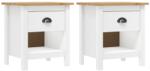 vidaXL Noptiere Hill, 2 buc. , 46x35x49, 5 cm, lemn masiv de pin (288970)