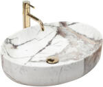 Rea Lavoar pe blat Rea Queen Thunder oval finisaj alb piatra lucios 55 cm (5902557381432)