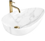Rea Lavoar pe blat Rea Greta Bianco asimetric finisaj alb piatra lucios 65 cm (5902557381425)