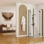 Rea Cabina de dus patrata Rea Hugo cu 2 usi batante 80x80 cm negru (5902557376568)