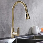 Rea Baterie bucatarie cu dus extractibil Rea Mild auriu lucios (5902557376339)