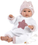 Llorens Llorens: Újszülött síró lány baba csillagmintás plüss pizsamában 36cm (63648L) - jatekshop