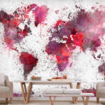 Artgeist Öntapadó fotótapéta - World Map: Red Watercolors 98x70