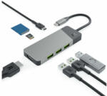 GreenCell Adaptor Green Cell HUB GC Connect 7in1 (3xUSB-A 3.1 HDMI 4K 60Hz USB-C PD 85W) pentru Apple MacBook M1/M2, Lenovo X1, Asus ZenBook, Dell XPS (HUBGC01)