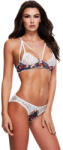 Baci - virágos, csipkés melltartó szett + nyitott bugyi (93262200005) - padlizsan