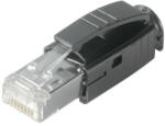  Weidmüller 1963590000 IE-PS-RJ45-TH-BK RJ45 krimpelhető csatlakozó dugó, Dugó vezetéktörés-gátló hüvellyel, fekete, Cat. 6A / E osztályA (ISO/IEC 11801 2010) (1963590000)