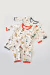 BabyJem Set 2 salopetele cu maneca lunga si panataloni lungi - 100%bumbac organic - rosu si gri, baby cosy (marime: 6-9 luni)
