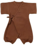 BabyJem Salopeta petrecuta din muselina, babycosy, 100% bumbac organic, caramiziu (marime: 9-12 luni)