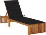 vidaXL Șezlong cu pernă, lemn masiv de acacia (3064156)