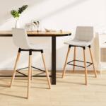 vidaXL Scaune de bar, 2 buc. , crem, material textil (338628)