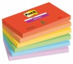 Post-it Blocnotes autoadeziv, 76x127 mm, 6x90 coli, 3M POSTIT "Super Sticky Playful", mix de culori, 540 coli