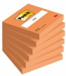 Post-it Blocnotes autoadeziv, 76x76 mm, 6x100 coli, 3M POST-IT, portocaliu, 6 buc