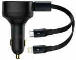 Baseus Enjoyment autós töltő + 2 USB-C kábel + Lightning 3A, 30W (fekete) (CGTX000001) - smartgo
