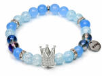 Maria King Antarctic Ice Crown - Aura kvarc, jade és hegyikristály ásvány karkötő Korona dísszel, dobozban (STM-as-503k)