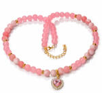Maria King Romance in Pink - Jade exkluzív ásvány nyaklánc Kristály Szív charmmal vagy anélkül, dobozban (STM-as-246-L)