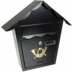  Casuta postala neagra, din otel inoxidabil , 37.5 x 8.5 x 38 cm