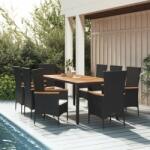 vidaXL 9 részes polyrattan kerti étkezőgarnitúra párnákkal 3157533