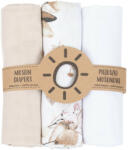 MT Textil MTT Textil pelenka 3 db + Mosdatókesztyű - Bézs, fehér - virágok