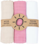 MT Textil MTT Textil pelenka 3 db + Mosdatókesztyű - Bézs, fehér, rózsaszín