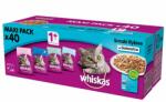 Whiskas Adult plicuri 40 x 85 g Fish Snacks - hrana completa umeda pentru pisici adulte, in jeleu (bucati cu: somon, ton, cod, peste alb)