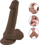 Passion Labs Dildo Tom Sliding&Bendable, TPE Strat Dublu, Maro, 19 cm, Passion Labs Dildo