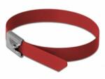 DeLock rozsdamentes acél kábelkötegelő 400x7, 9mm piros 10db (18783)
