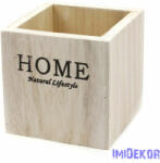  Home feliratos kocka fa kaspó - Fehér