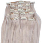 HairExtensionShop Csatos Emberi Póthaj Standard Hamvas Világos Platinaszőke Színben 50cm (Szín #60ASH) (RC5060ASH)