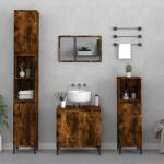 vidaXL Set mobilier de baie, 3 piese, stejar fumuriu, lemn prelucrat (3185594)