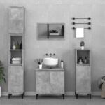 vidaXL Set mobilier de baie, 3 piese, gri beton, lemn compozit (3185593)