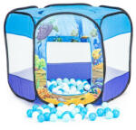 Iplay Cort de joaca pentru copii tip piscina uscata, cu 100 de bile colorate incluse, iPlay, 90 x 90 x 70 cm, Albastru (8186B100) - jucariafavorita