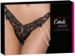 Cottelli Collection - luxus, hímzett gyöngyös tanga (fekete) (23222771121) - sexshopcenter
