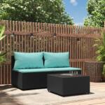vidaXL Set mobilier de grădină cu perne, 3 piese, negru, poliratan (319803)