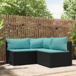 vidaXL Set mobilier de grădină cu perne, 3 piese, negru, poliratan (319796)