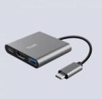 Trust Dalyx 3 az 1 -ben több aljzatos (USB, HDMI, USBC) USB-C adapter, átalakító (23772)