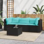 vidaXL Set mobilier relaxare grădină 4 piese cu perne poliratan negru (319799)