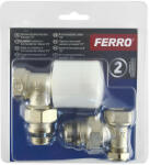 FERRO Polonia Set robineti termostatabili radiator tur/retur coltari 1/2" cu presetare (ZTB02)