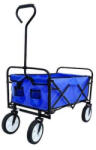  Fém kézikocsi, összecsukható kerti kocsi ponyvával, kék, max. 50kg teherbírás (A01)