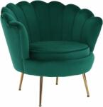 TEMPO KONDELA Fotoliu în stil Art-deco, catifea Velvet smarald/crom auriu, NOBLIN