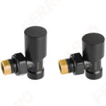 FERRO Set robineti radiator decorativi tur/retur coltari, negru, Ferro
