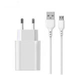 Cura hálózati töltő és USB-A/USB-C kábel, gyorstöltő, 2.4A, 1m, fehér