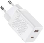Baseus Incarcator retea Baseus CCSUPP-E01, 1x USB, 1x USB-C, 3A, White (CCSUPP-E02) - flax