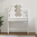 vidaXL Masă de toaletă cu led, alb extralucios, 96x40x142 cm (808825) - maryon