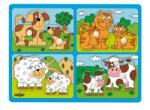 Woodyland Puzzle Woody pentru cei mici cu mânere - animale de companie cu pui (OLP102191913)